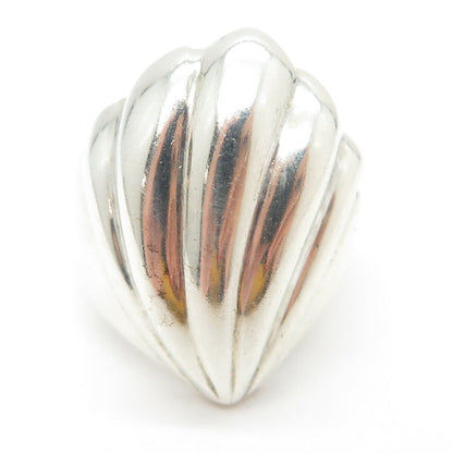 925 Sterling Silver Vintage Mexico Modernist Seashell Ring Size 7.25