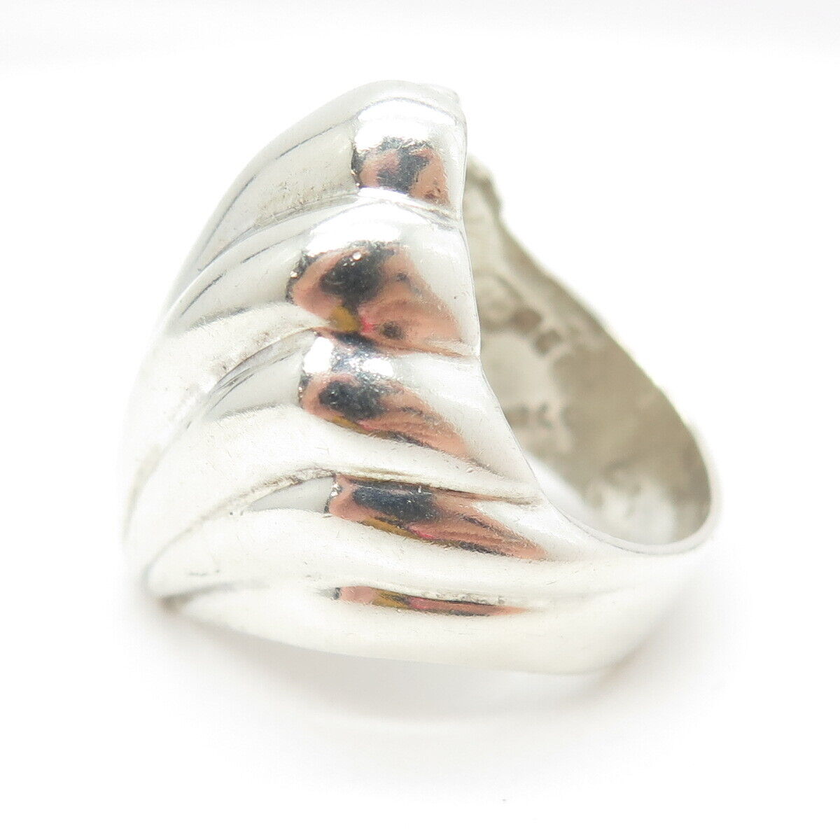 925 Sterling Silver Vintage Mexico Modernist Seashell Ring Size 7.25