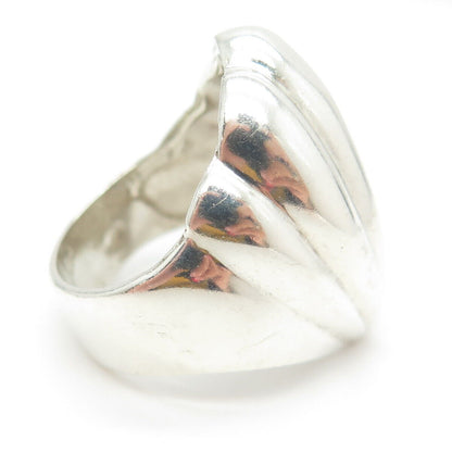 925 Sterling Silver Vintage Mexico Modernist Seashell Ring Size 7.25