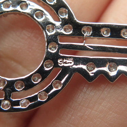 925 Sterling Silver Round-Cut C Z Key Flat Popcorn Chain Necklace 16"