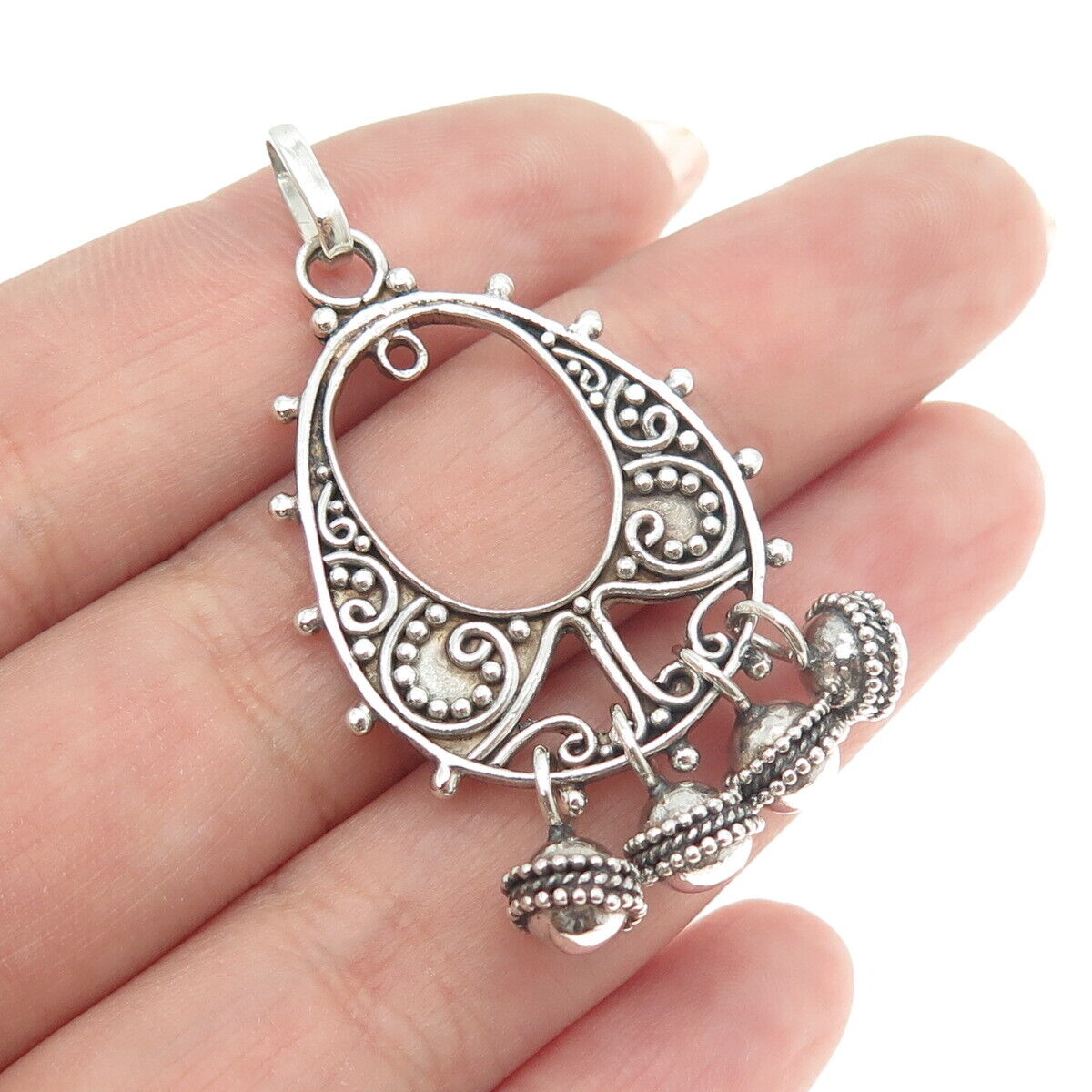 925 Sterling Silver Vintage Ethnic Pendant