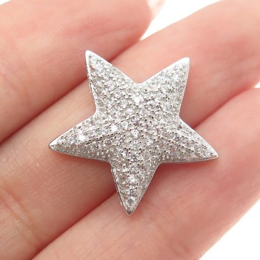 925 Sterling Silver Round-Cut C Z Sparkle Star Pendant