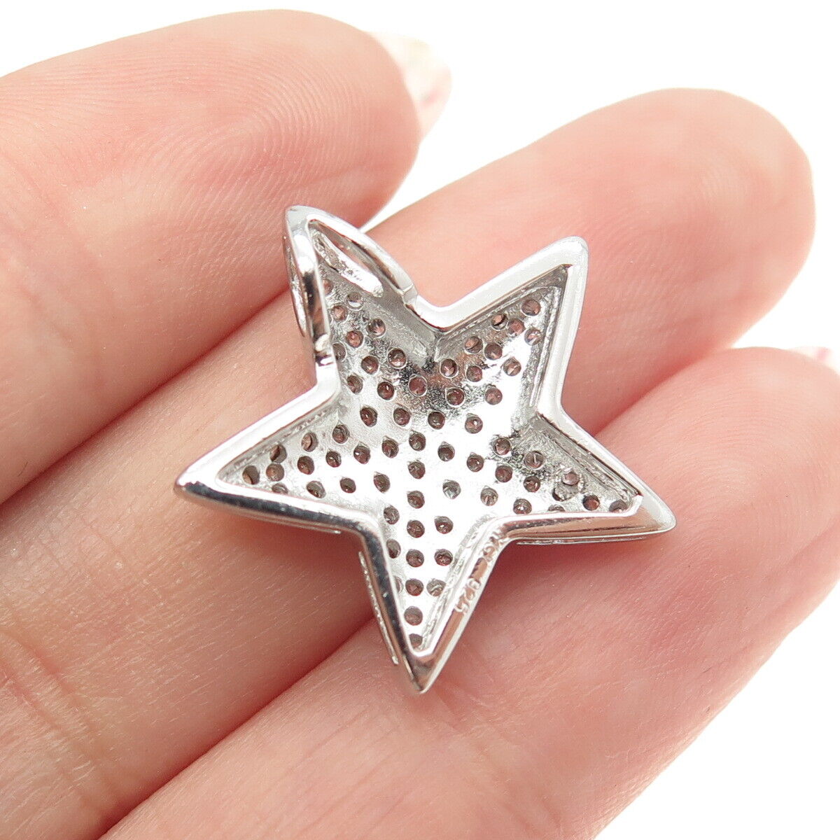 925 Sterling Silver Round-Cut C Z Sparkle Star Pendant