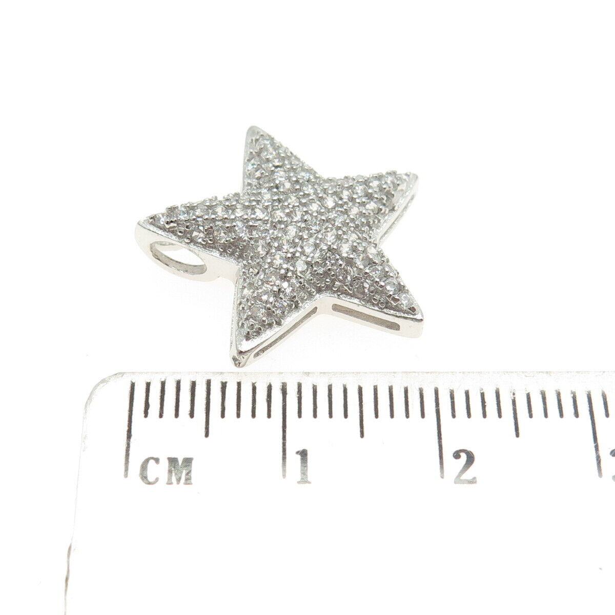 925 Sterling Silver Round-Cut C Z Sparkle Star Pendant