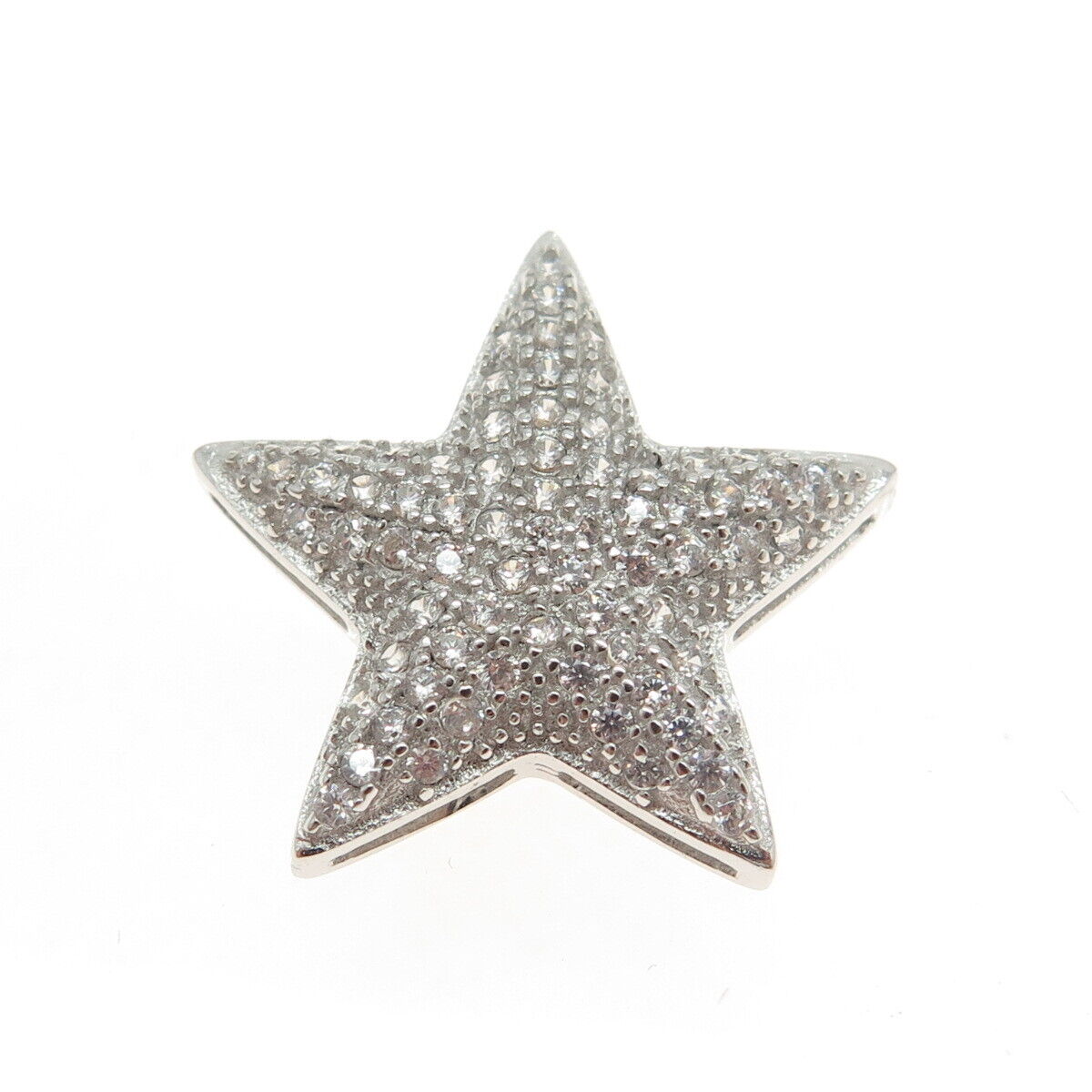 925 Sterling Silver Round-Cut C Z Sparkle Star Pendant