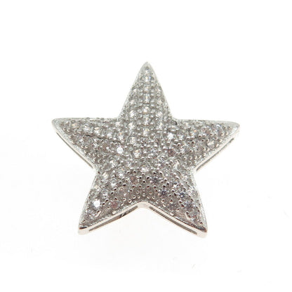 925 Sterling Silver Round-Cut C Z Sparkle Star Pendant