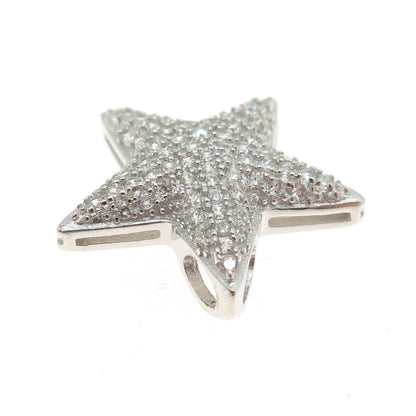 925 Sterling Silver Round-Cut C Z Sparkle Star Pendant