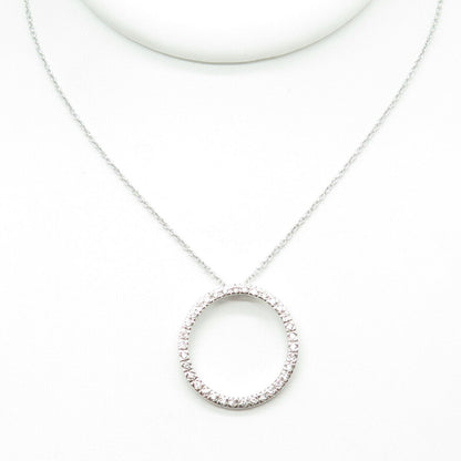 925 Sterling Silver Round-Cut C Z Circle of Life Cable Chain Necklace 18-20"