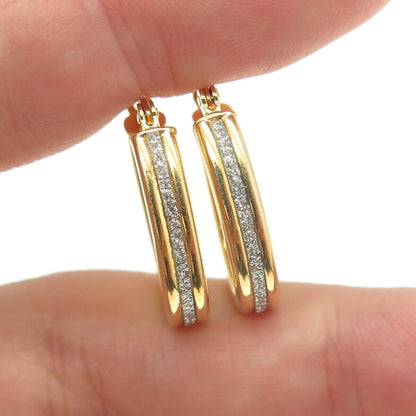 HAN 925 Sterling Silver Gold Plated Diamond-Illusion Hoop Earrings