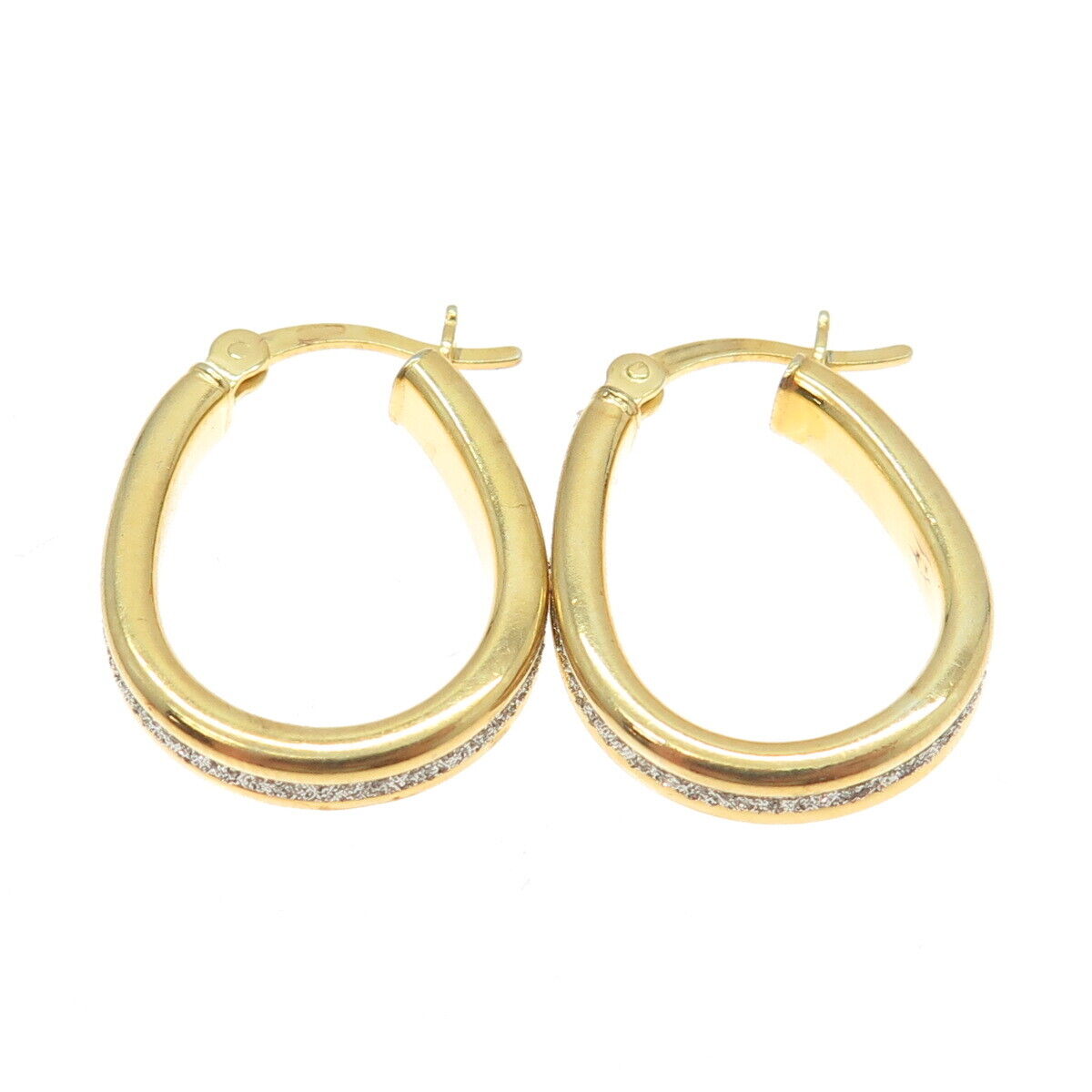 HAN 925 Sterling Silver Gold Plated Diamond-Illusion Hoop Earrings