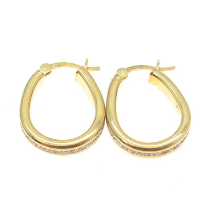 HAN 925 Sterling Silver Gold Plated Diamond-Illusion Hoop Earrings