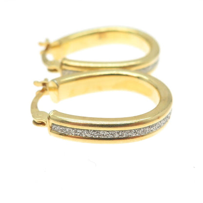 HAN 925 Sterling Silver Gold Plated Diamond-Illusion Hoop Earrings