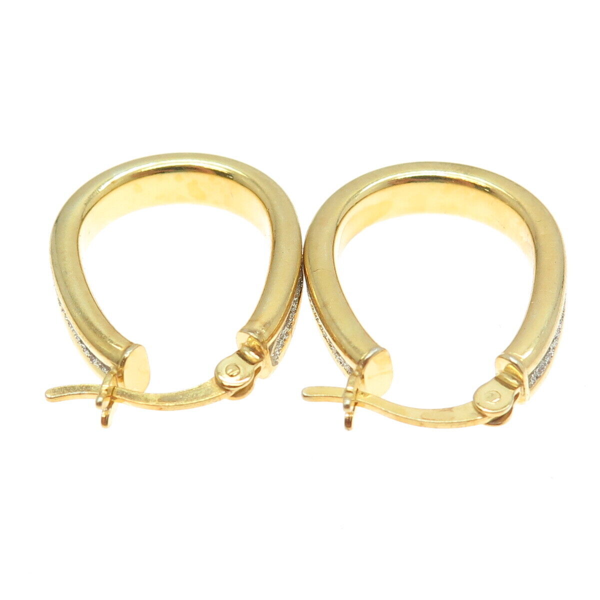 HAN 925 Sterling Silver Gold Plated Diamond-Illusion Hoop Earrings