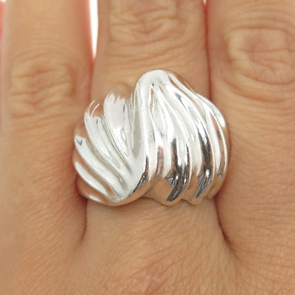 925 Sterling Silver Vintage Mexico Modernist Ring Size 9