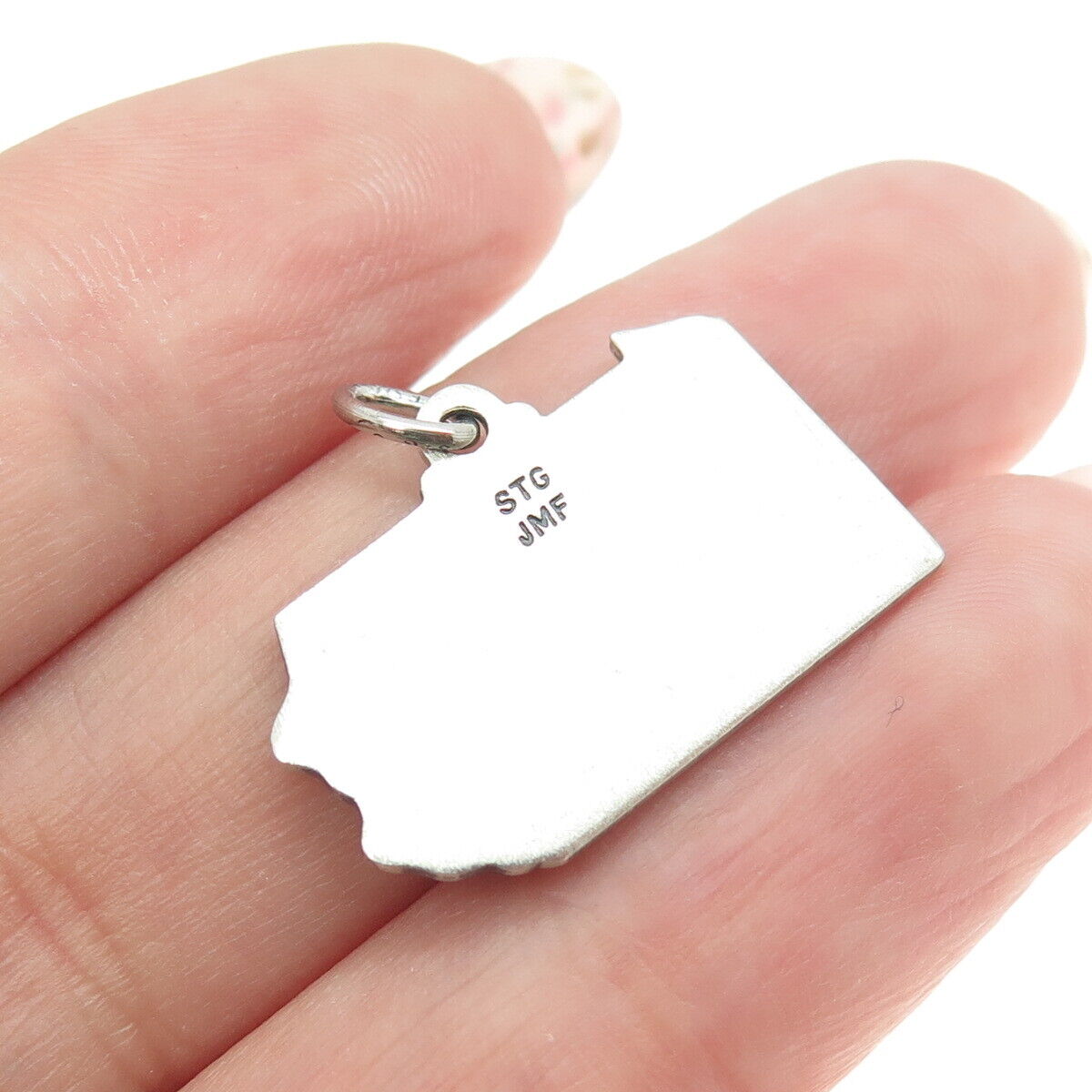 J.M. FISHER 925 Sterling Silver Vintage Pennsylvania State Map Charm Pendant