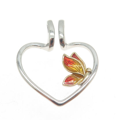 925 Sterling Silver Enamel Butterfly Heart Interchangeable Pendant