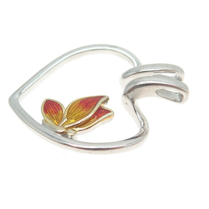 925 Sterling Silver Enamel Butterfly Heart Interchangeable Pendant