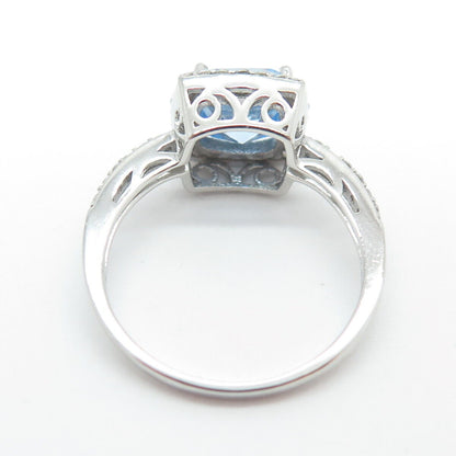 925 Sterling Silver White & Blue C Z Ring Size 7.25