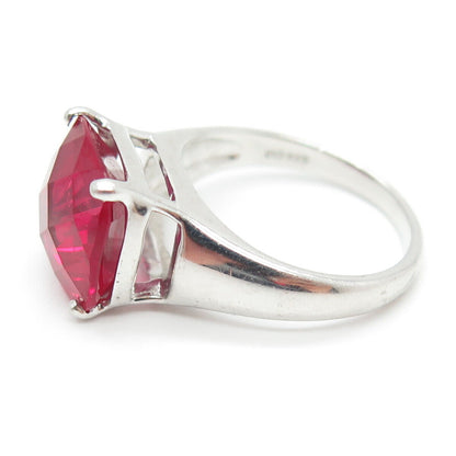 CLYDE DUNEIER CID 925 Sterling Silver Lab-Created Cushion-Cut Ruby Ring Size 7