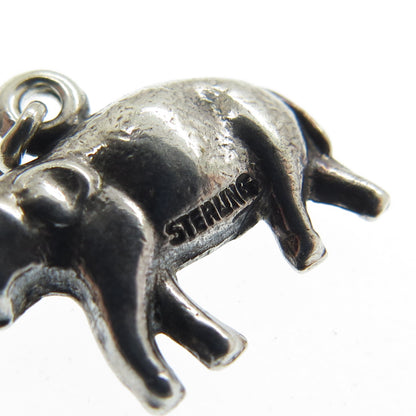 925 Sterling Silver Antique Art Deco Elephant Minimalist Charm Pendant