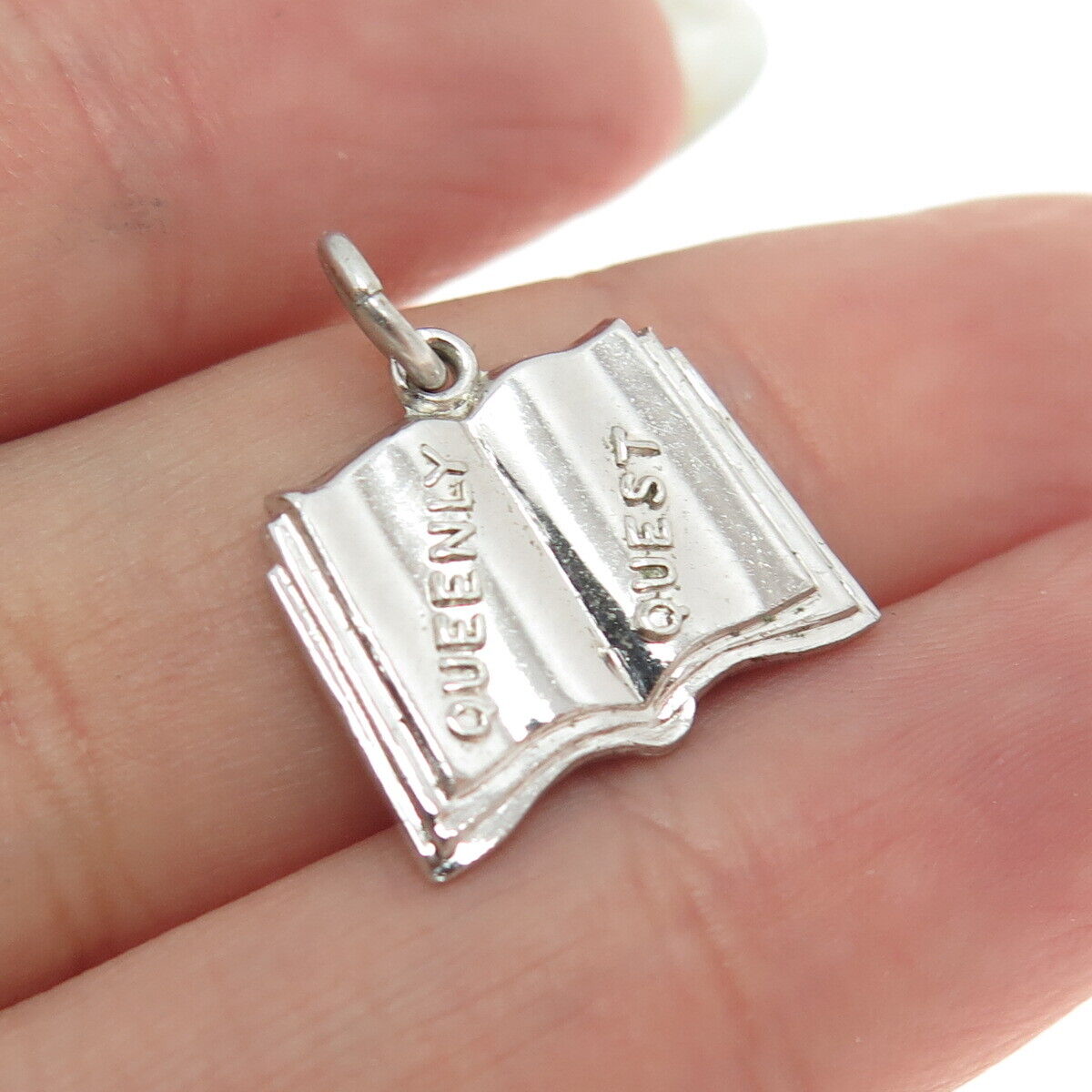 925 Sterling Silver Vintage "Queenly Quest" Book Charm Pendant