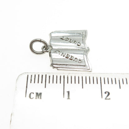 925 Sterling Silver Vintage "Queenly Quest" Book Charm Pendant