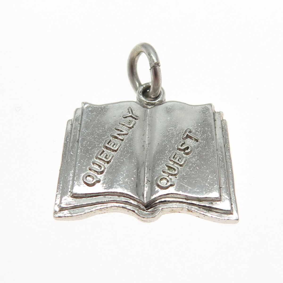 925 Sterling Silver Vintage "Queenly Quest" Book Charm Pendant