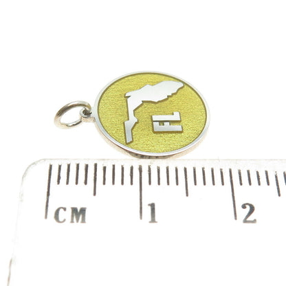 925 Sterling Silver Yellow Enamel Florida State Map Minimalist Charm Pendant