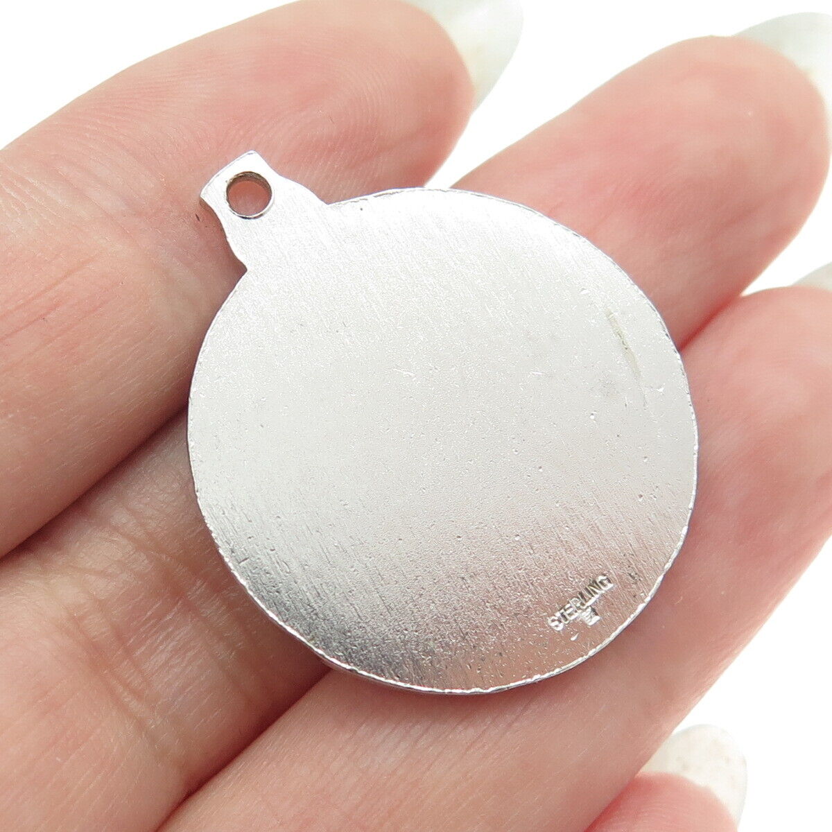 925 Sterling Silver Antique Art Deco Woman Golfer's Award Round Pendant