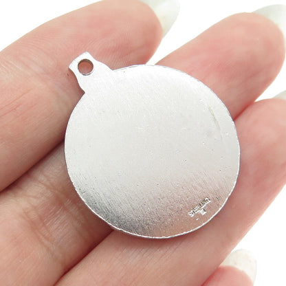 925 Sterling Silver Antique Art Deco Woman Golfer's Award Round Pendant