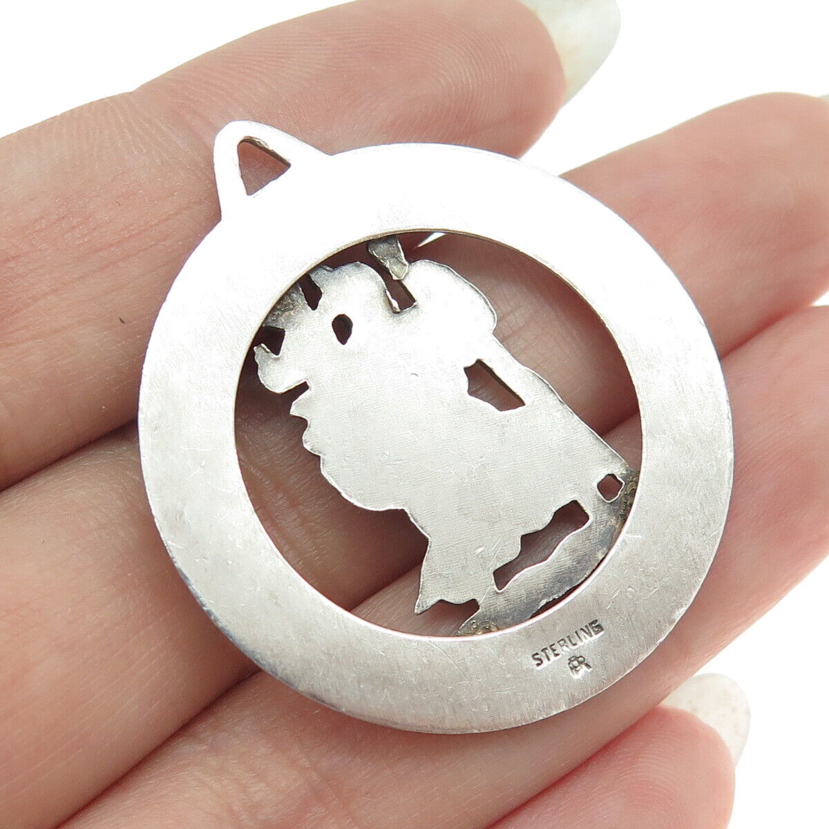 925 Sterling Silver Antique Art Deco St. Christopher Religious Pendant