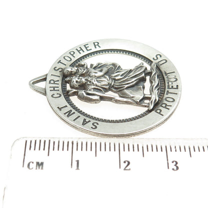 925 Sterling Silver Antique Art Deco St. Christopher Religious Pendant