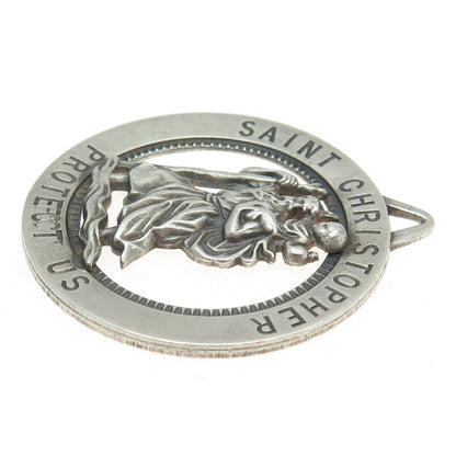 925 Sterling Silver Antique Art Deco St. Christopher Religious Pendant