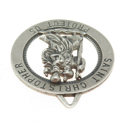 925 Sterling Silver Antique Art Deco St. Christopher Religious Pendant