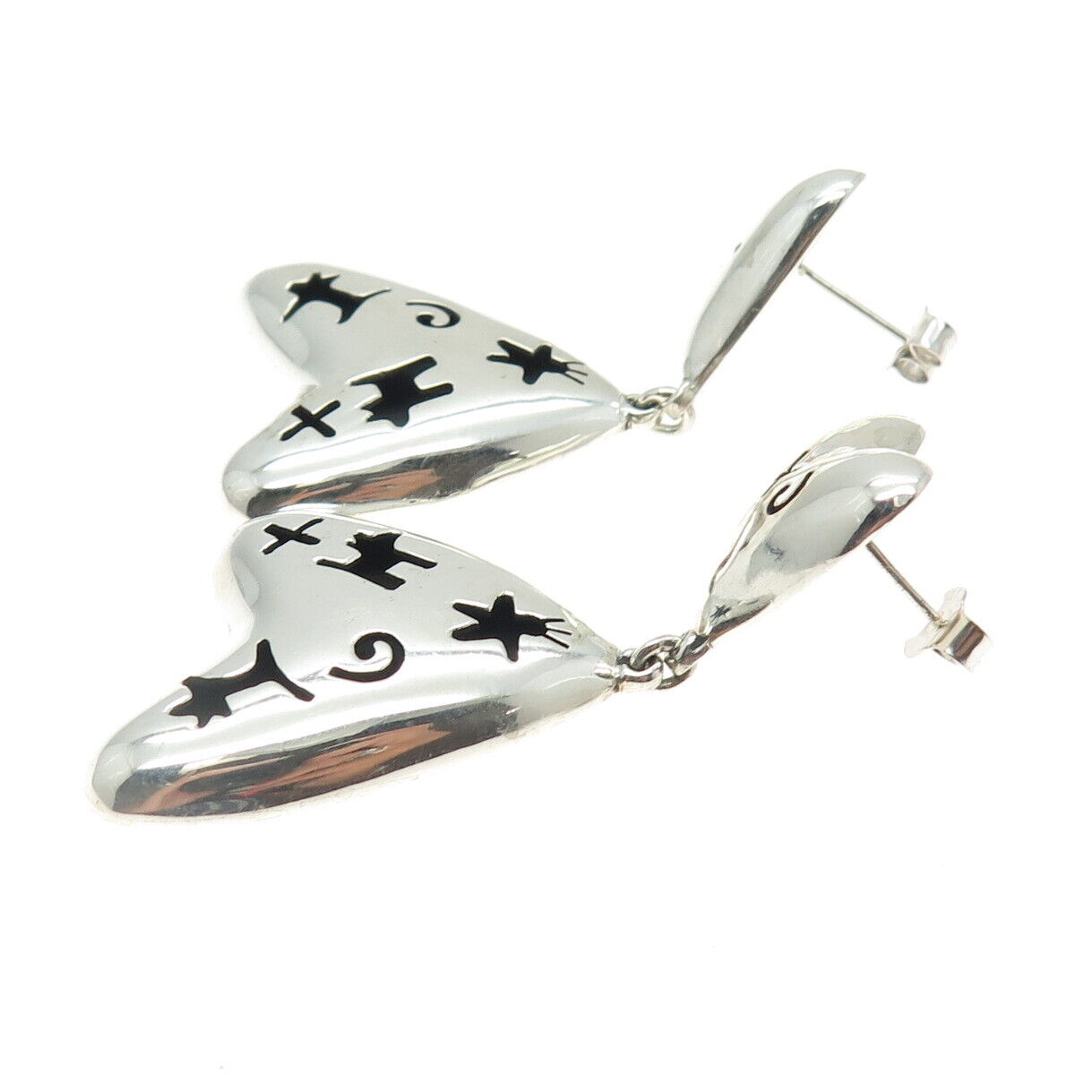 ANNI 925 Sterling Silver Vintage Mexico Taxco Modernist Earrings