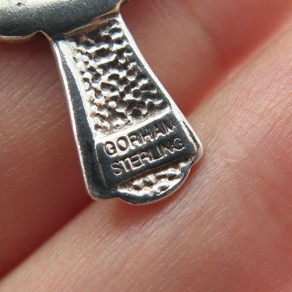 GORHAM 925 Sterling Silver 2-Tone Vintage "Footprints" Cross Religious Pendant