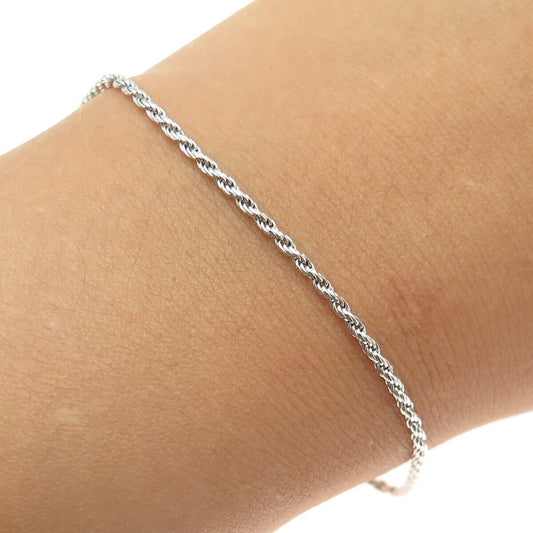 925 Sterling Silver Italy Rope Link Bracelet 8"