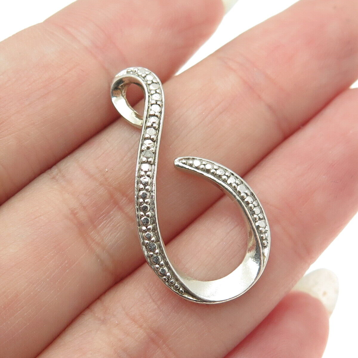 925 Sterling Silver Real Diamond Accent Infinity Pendant