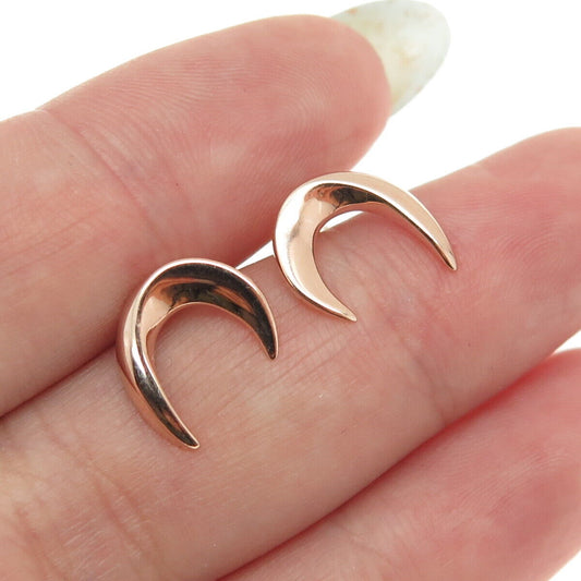 925 Sterling Silver Rose Gold Plated Horn Earrings