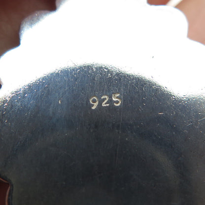 925 Sterling Silver Vintage Real Lapis Lazuli & Tourmaline Gem Ethnic Pendant