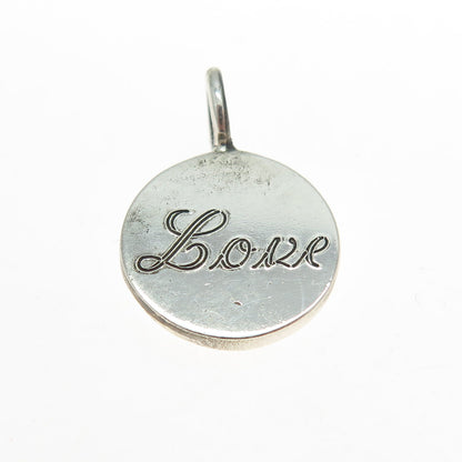 STULLER 925 Sterling Silver Vintage "LOVE" Minimalist Round Tag Charm Pendant