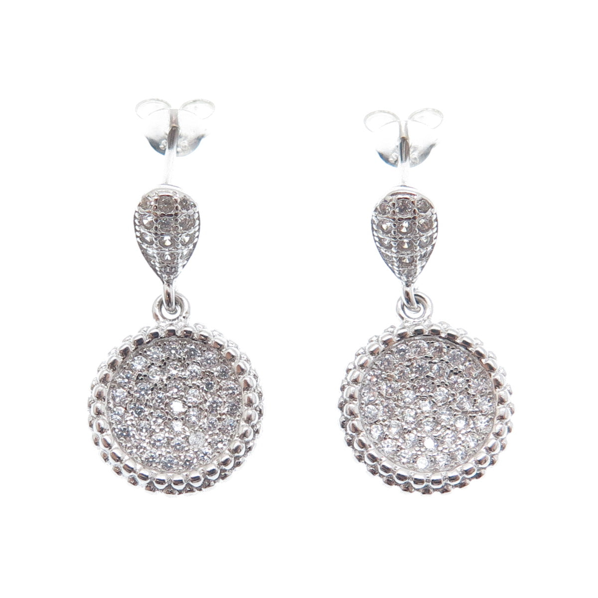 PRIZM 925 Sterling Silver Round-Cut C Z Dangle Earrings