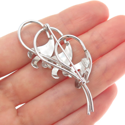 VAN DELL 925 Sterling Silver Antique Art Deco Bluebell Flower Pin Brooch