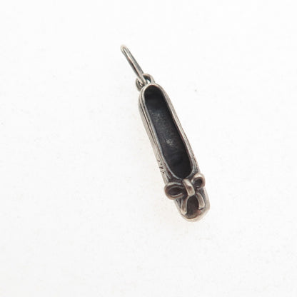 Sunwest Sterling Silver Vintage Ballerina Shoe Oxidized 3D Mini Charm Pendant