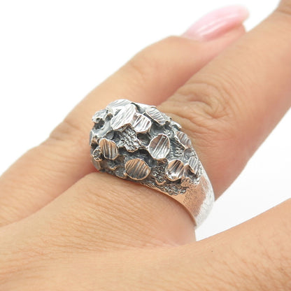 925 Sterling Silver Vintage Oxidized Nugget Dome Ring Size 6.25