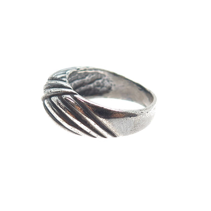 MASHA 925 Sterling Silver Vintage Modernist Oxidized Ring Size 7.5