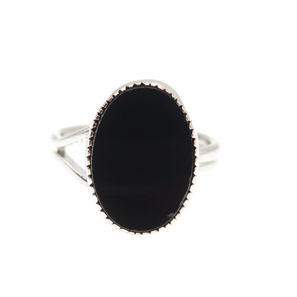 BEAU 925 Sterling Silver Vintage Real Black Onyx Ring Size 5.25