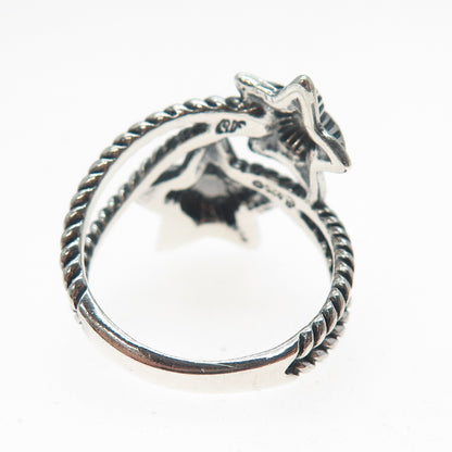 CAROLYN POLLACK AMERICAN WEST Sterling Silver Vintage Star Oxidized Ring Size 10