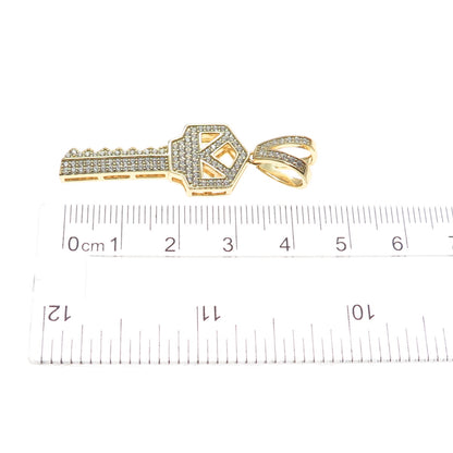 ATI ANNIKA WITT 925 Sterling Silver Gold Plated Round-Cut C Z Key Charm Pendant