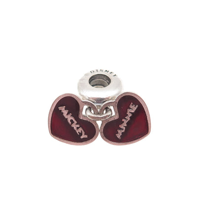 PANDORA & DISNEY 925 Sterling Enamel C Z Mickey Minnie Mouse Heart Dangle Charm